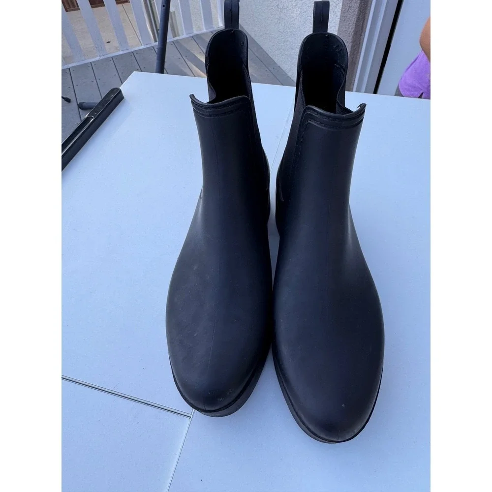 Jeffrey Campbell Black Rubber Waterproof Ankle Rain Boots Womens Size 9M Chelsea